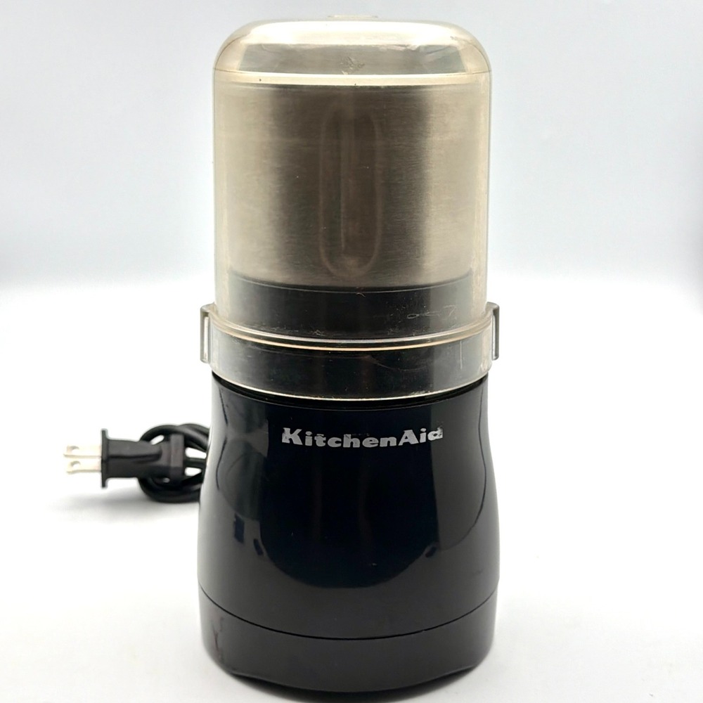 KitchenAid BCG100 Electric Blade Coffee Spice Grinder 200W Black/Silver w/ Lid